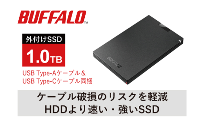 BUFFALO USB3.2(Gen1)対応ポータブルHDD Type-Cケーブル付 1TB